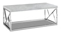 Ivy 47.25 Modern Coffee Table - Grey Cement Look with Chrome Metal Base
