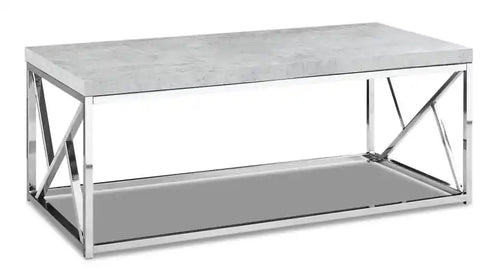 Ivy 47.25 Modern Coffee Table - Grey Cement Look with Chrome Metal Base