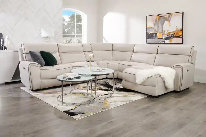 Josie 36 Glam Round Glass Top Nesting Coffee Tables - Grey Marble Look with Metal Legs