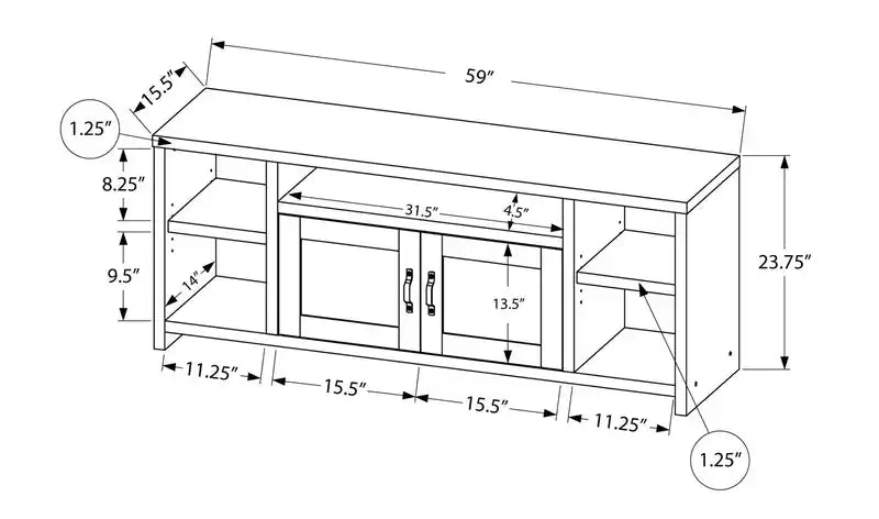 Leland 60 TV Stand with Storage and Cable Management for TVs up to 65- Taupe