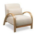 Loft 27.55 Boucle Fabric Accent Chair with Accent Pillow and Wood Armrests and Legs
