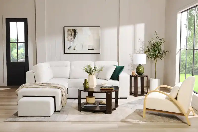 27.55 Boucle Fabric Accent Chair with Accent Pillow and Wood Armrests and Legs
