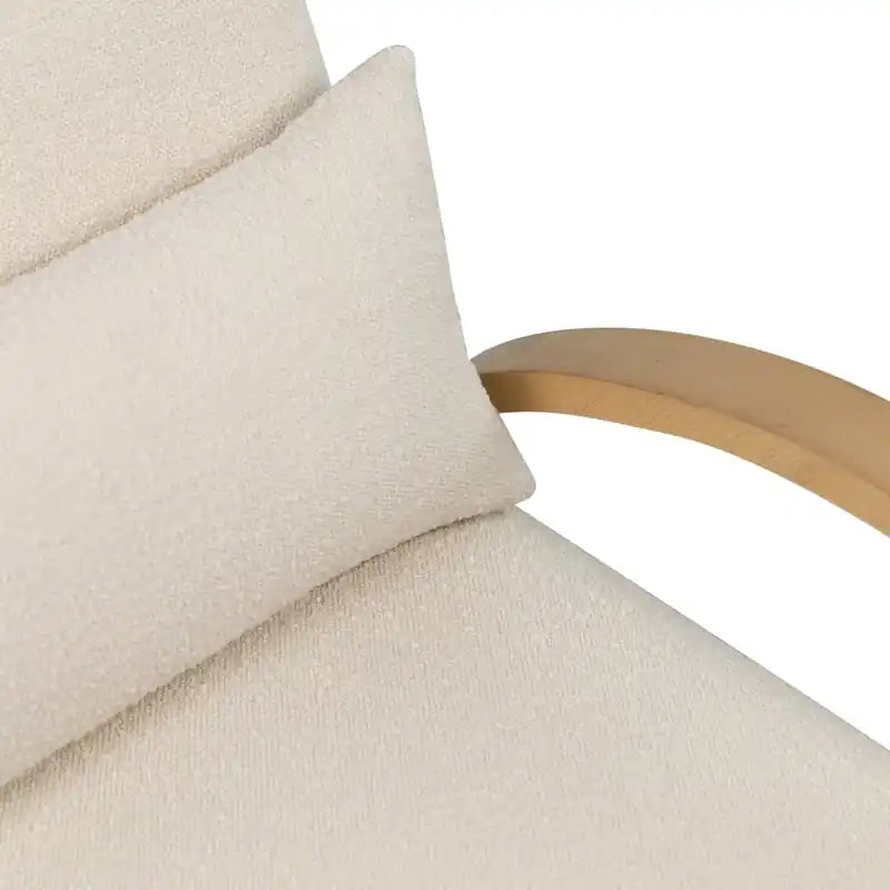 27.55 Boucle Fabric Accent Chair with Accent Pillow and Wood Armrests and Legs