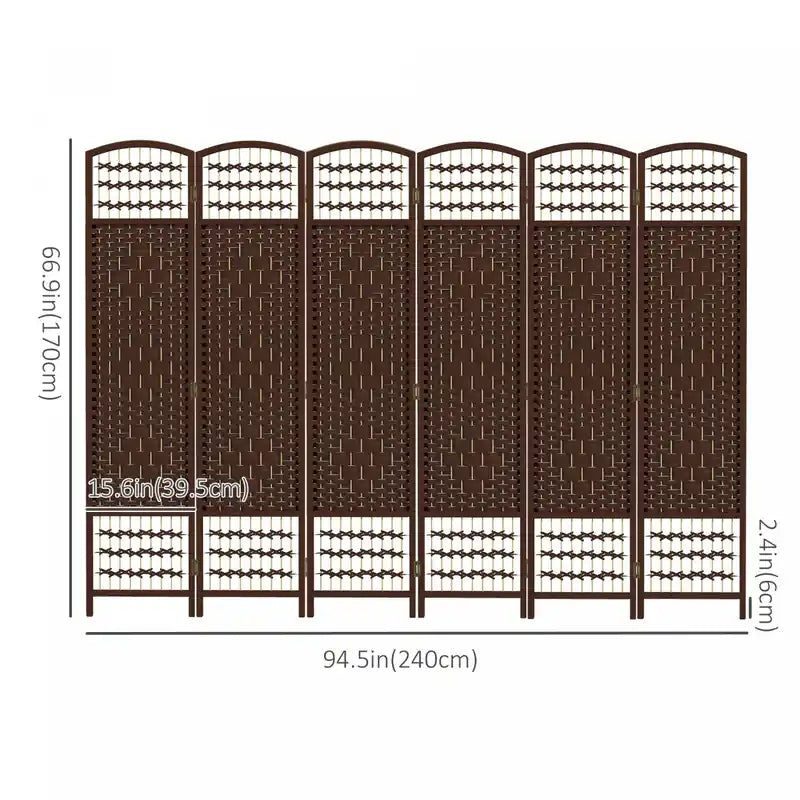6 Panel Folding Room Divider 5.6 Ft Privacy Screen