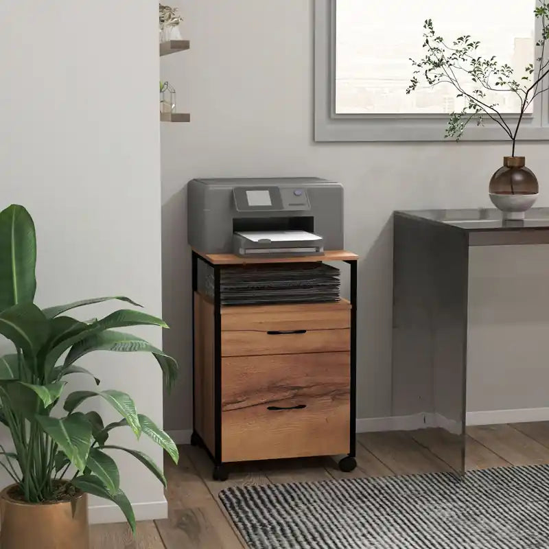 Mobile File Cabinet With Drawers, Hanging Bars For Letter A4