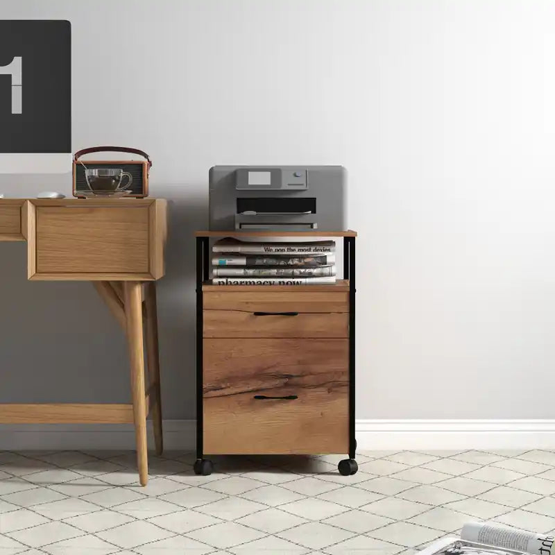 Mobile File Cabinet With Drawers, Hanging Bars For Letter A4