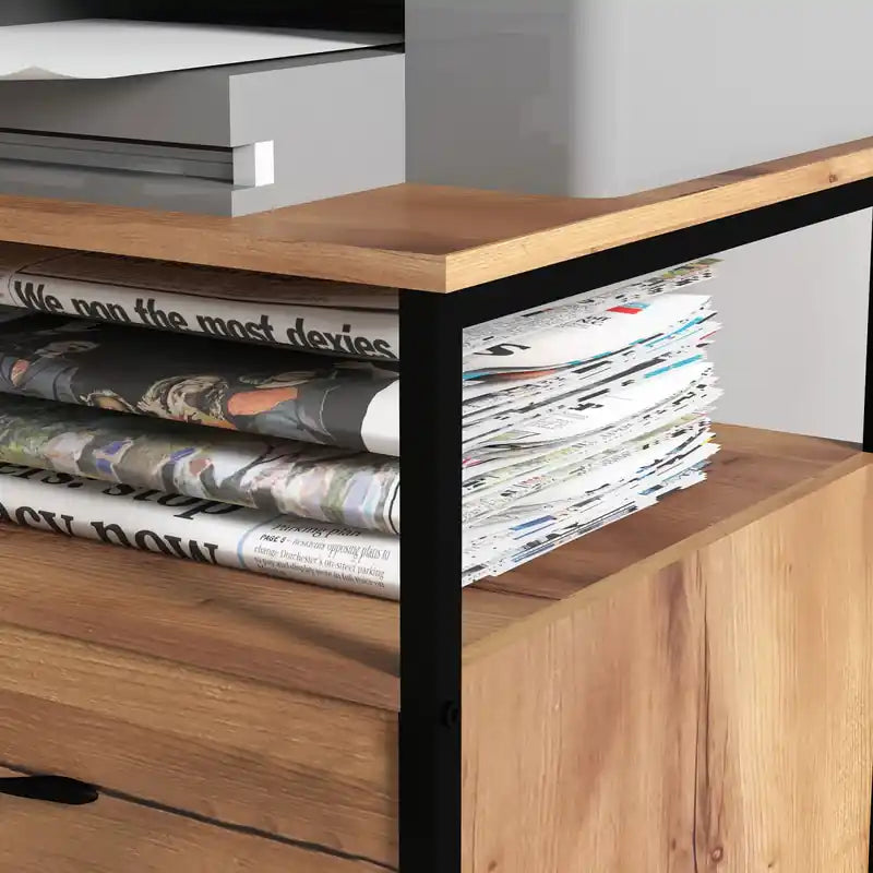 Mobile File Cabinet With Drawers, Hanging Bars For Letter A4