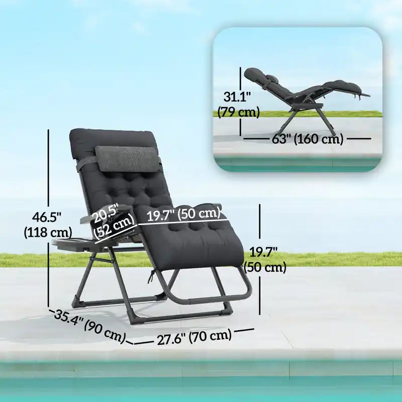 Padded Zero Gravity Chair, Folding Recliner Chair