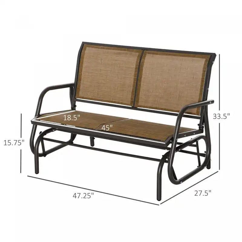 Outsunny Double Glider Outdoor Steel Sling Fabric Gliding Bench