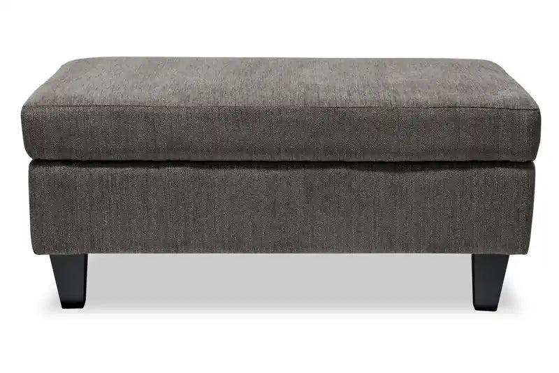 Made in Canada 44 Chenille Fabric Storage Ottoman with Wood Legs - Charcoal Grey