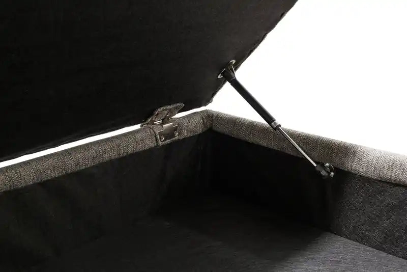 Made in Canada 44 Chenille Fabric Storage Ottoman with Wood Legs - Charcoal Grey