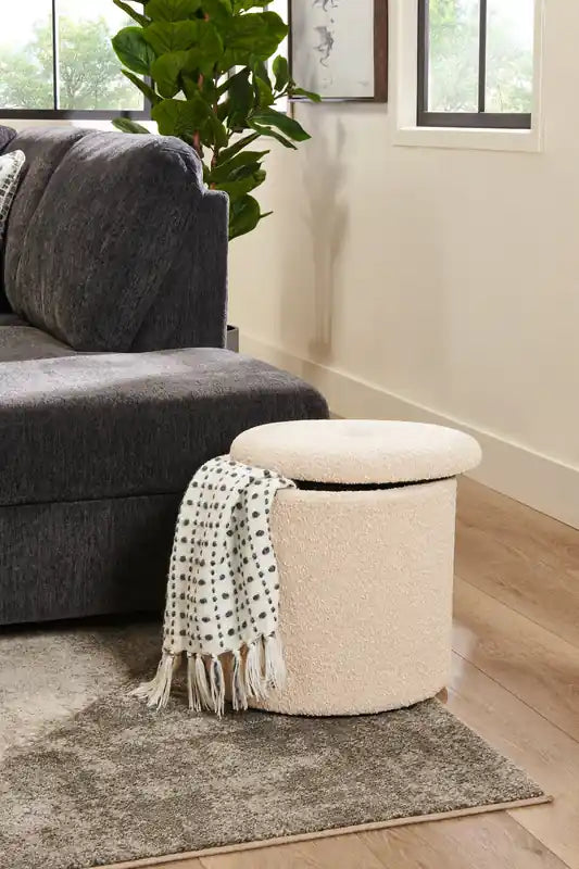 14.75 Round Fabric Storage Ottoman