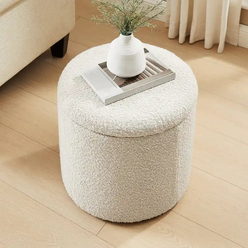 14.75 Round Fabric Storage Ottoman