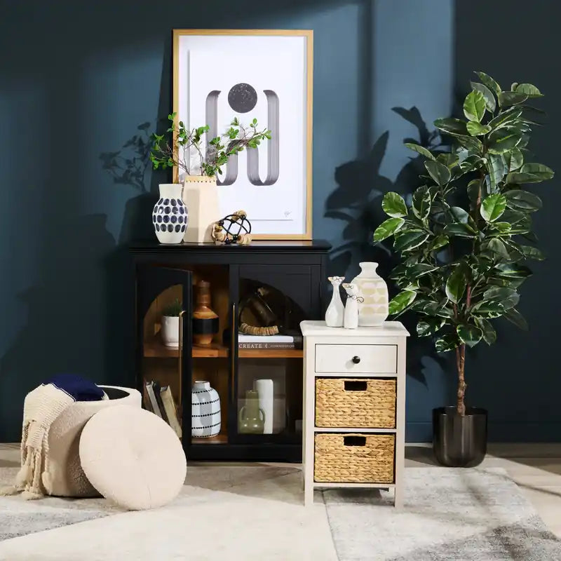 14.75 Round Fabric Storage Ottoman