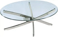 Zila 48 Modern Round Glass Top Coffee Table - Silver with Stainless Steel Base