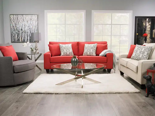 Table basse ronde en verre de 48 po au design moderne – Argent avec base en acier inoxydable